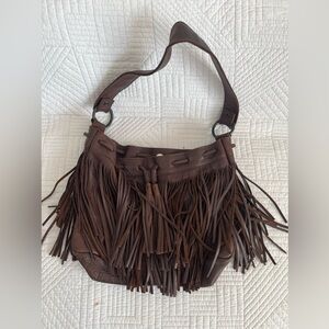 Fringe leather bag SL MCFADIN brown purchased during Y2K but never used so new